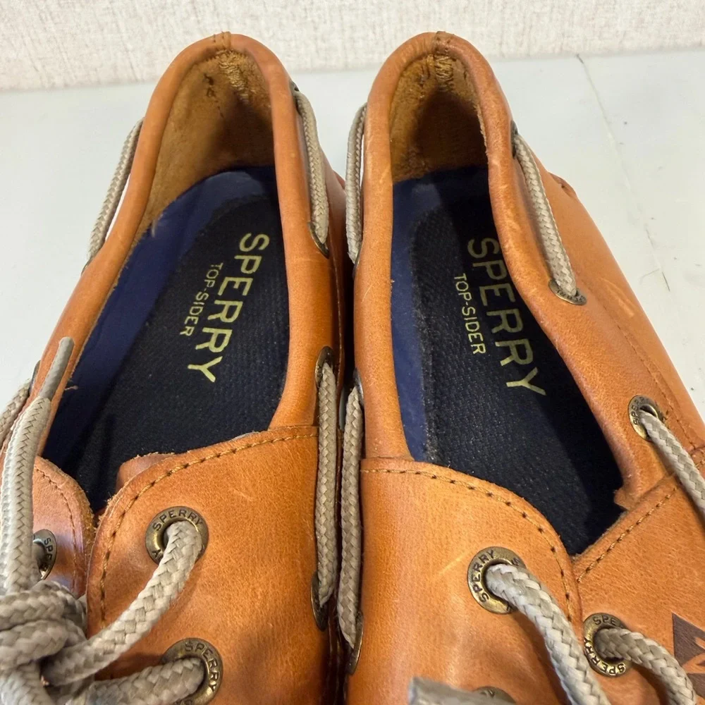 Sperry Top Sider STS12002 Brown Leather Boat‎ Shoes Lace Up Men's Size 9.5M